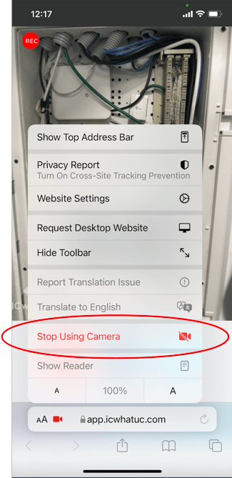 stop using camera